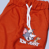 BROWN & LIME "TOM & JERRY FACE" PRINTED TERRY FABRIC WINTER SUIT