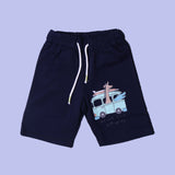 YELLOW WITH NAVY BLUE SHORTS "NEVER STOP EXPLORING" PRINTED BABA SUIT