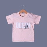 PEACH WITH BLUE SHORTS "OCEAN" PRINTED BABA SUIT
