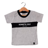 NEW GREY WITH BLACK KENNETH COLE PRINTED HALF SLEEVES T-SHIRT