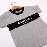 NEW GREY WITH BLACK KENNETH COLE PRINTED HALF SLEEVES T-SHIRT