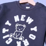 GREY "BEAR NEW YORK CITY" PRINT TERRY FABRIC SWEATSHIRT