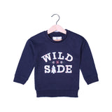 NAVY BLUE "WILD SIDE" PRINT FLEECE FABRIC SWEATSHIRT