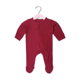 MAROON PLAIN RIBBED FABRIC POWER STRETCH FULL BODY FULL SLEEVES ROMPER