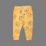 YELLOW "SMILE" PRINT TERRY FABRIC SUIT FOR WINTERS