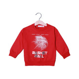 RED BASKET BALL PRINT TERRY FABRIC SWEATSHIRT