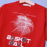 RED BASKET BALL PRINT TERRY FABRIC SWEATSHIRT