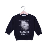 BLACK BASKET BALL PRINT TERRY FABRIC SWEATSHIRT