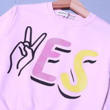 BABY PINK YES PRINT TERRY FABRIC SWEATSHIRT