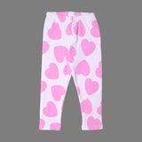 WHITE WITH PINK HEARTS PRINTED RIBBED FABRIC PAJAMA TROUSER