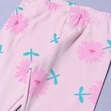 PINK WITH BIG FLOWERS PRINTED RIBBED FABRIC PAJAMA TROUSER