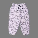 CREAM WITH DINO PRINTED JOGGER PANTS TROUSER