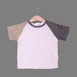 CREAM PLAIN WITH GREEN SLEEVES HALF SLEEVES T-SHIRT