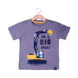 GREY I'M A BIG DEAL PRINTED HALF SLEEVES T-SHIRT