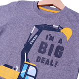 GREY I'M A BIG DEAL PRINTED HALF SLEEVES T-SHIRT