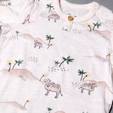 WHITE WITH CAMEL & TREES PRINTED ROMPER FOR SUMMERS