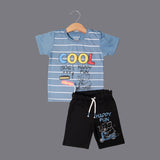 BLUE WITH BLACK SHORTS "COOL ELEPHANT" PRINTED BABA SUIT