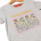 HAZEL GREY SUNSHINE FLOWERS PRINTED T-SHIRT FOR GIRLS