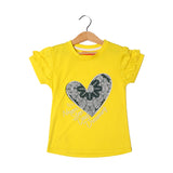 BLUSH YELLOW NEVER STOP DAY DREAMING PRINTED T-SHIRT FOR GIRLS
