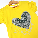 BLUSH YELLOW NEVER STOP DAY DREAMING PRINTED T-SHIRT FOR GIRLS