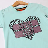 SKY BLUE HEART STYLE ICON PRINTED T-SHIRT FOR GIRLS