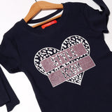 NAVY BLUE HEART STYLE ICON PRINTED T-SHIRT FOR GIRLS