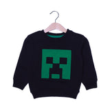 BLACK WITH GREEN EMBROIDERED FLEECE FABRIC SWEATSHIRT