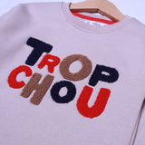 CREAM TROP CHOU EMBROIDERED FLEECE FABRIC SWEATSHIRT