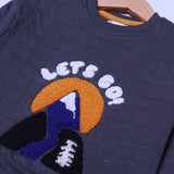 DARK GREY LET'S GO EMBROIDERED COTTON JERSY FABRIC SWEATSHIRT