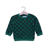 GREEN COOL DUDE PRINT FLEECE FABRIC SWEATSHIRT