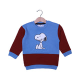 BLUE & MAROON SNOOPY PRINT TERRY FABRIC SWEATSHIRT