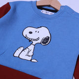 BLUE & MAROON SNOOPY PRINT TERRY FABRIC SWEATSHIRT