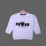 WHITE MOVE FORWARD EMBROIDERED TERRY FABRIC SWEATSHIRT