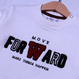 WHITE MOVE FORWARD EMBROIDERED TERRY FABRIC SWEATSHIRT