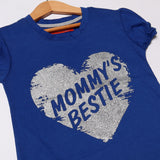 ROYAL BLUE MOMMY'S BESTIE PRINTED T-SHIRT FOR GIRLS