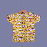 YELLOW TIGER PRINT HALF SLEEVES T-SHIRT FOR BOYS