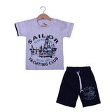 GREY SAILOR PRINT WITH SHORTS COTTON JERSY FABRIC BABA SUIT