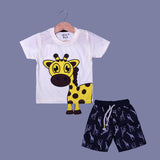 YELLOW GIRAFFE PRINT WITH SHORTS COTTON JERSY FABRIC BABA SUIT