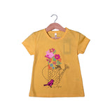 YELLOW FLOWERS & BIRD PRINTED T-SHIRT TOP FOR GIRLS