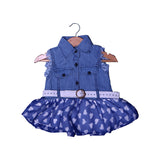 LIGHT BLUE DENIM WITH BELT & BLUE FRIL FROCK FOR GIRLS