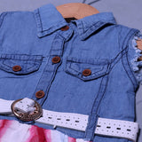 LIGHT BLUE DENIM WITH BELT FROCK FOR GIRLS