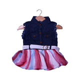 DARK BLUE DENIM WITH BELT FROCK FOR GIRLS