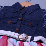 DARK BLUE DENIM WITH BELT FROCK FOR GIRLS