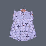 WHITE WITH COLLAR  DESIGN FROCK FOR GIRLS