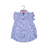 LIGHT TEAL WITH COLLAR  DESIGN FROCK FOR GIRLS