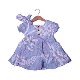 MIX COLOR LEAFS PRINT WITH HAIR BAND FROCK FOR GIRLS