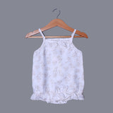 WHITE WITH BROWN FLOWERS PRINTED COTTON FABRIC ROMPER