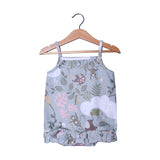 GREY JUNGLE ANIMALS PRINTED COTTON FABRIC ROMPER