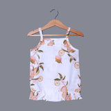 WHITE WITH ORANGE FLOWERS PRINTED COTTON FABRIC ROMPER