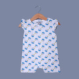 WHITE DUCK FACE PRINTED COTTON JERSY FABRIC ROMPER